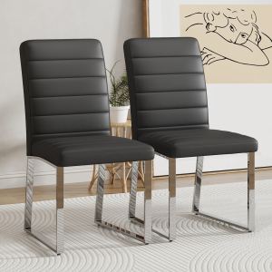 2-Pack Chaises bureau PU mousse haute densité - Noir