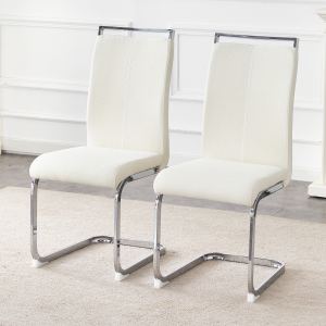 2 chaises salle à manger tissu crème 39,3 po, dossier ergonomique