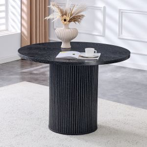 Table à manger ronde 42 po bois noir