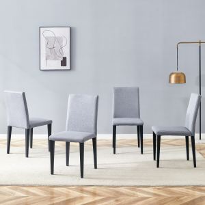 4 chaises salle à manger lin gris-coton, confortable