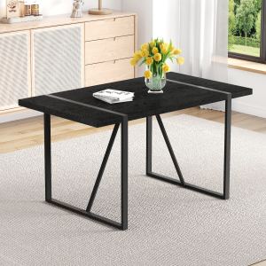 Table salle à manger 55 po, dessus noir texturé, style rétro