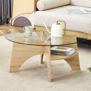 Table basse verre trempé rond 31.5po design piédestal