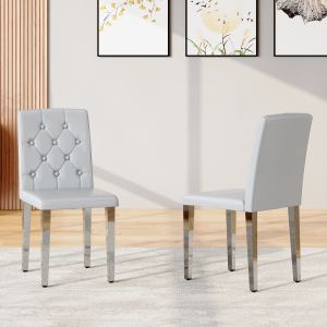 Ensemble 2 chaises à manger gris clair PU, dossier ergonomique