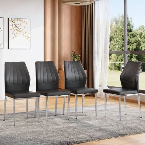 Chaises salle à manger 4 pièces noir argent - PU