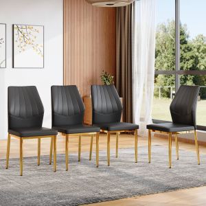 Ensemble 4 chaises salle à manger noir 37po ergonomique PU