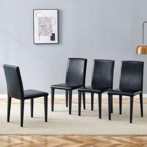Lot de 4 chaises salle à manger PU noir, confortable