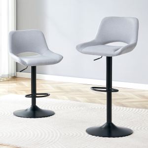 Ensemble 2 tabourets bar lin gris clair 250 lbs