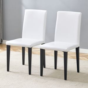 2 chaises salle à manger PU blanc 35,4 po métal