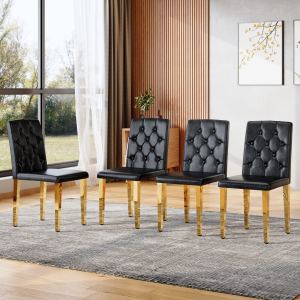 4 chaises din. noir PU, pieds métal doré, W1151P29570
