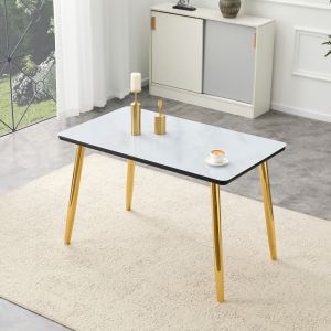 Table à manger rectangulaire minimaliste, verre trempe, 4-6 pers