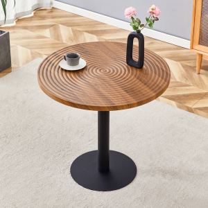 Table ronde 31,5", bois foncé, pied métal noir