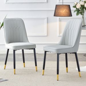 Chaises salle à manger gris PU métal 2 pièces