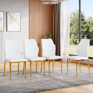 Ensemble 4 chaises salle à manger or/blanc 37po