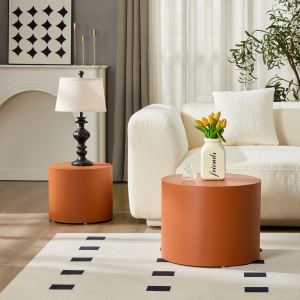 Table MDF cuir selle orange compact