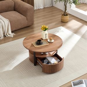 Table café bois rond rustique