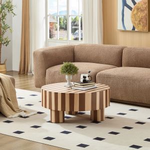 Table basse bois rond fini naturel salon