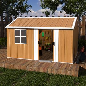 Remise métal 12x8pi fenêtres verrous ventilation sans plancher