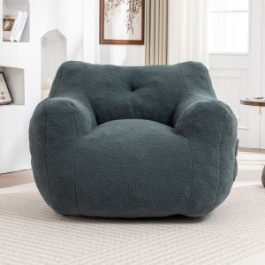 Fauteuil pouf, mousse haute densité, accoudoirs, gris