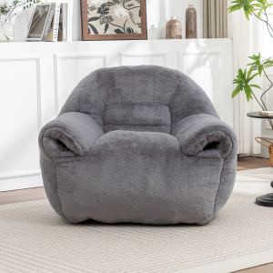 Pouf Bean Bag gris pâle support dorsal