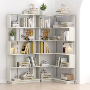 Bibliothèque d'angle 90cm extensible, 2 ensembles, blanc