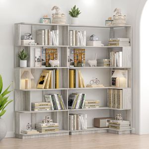 Bibliothèque coin 90cm gris clair
