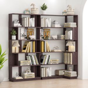 Bibliothèque d'angle 90 cm extensible, ensemble 2, rouge foncé