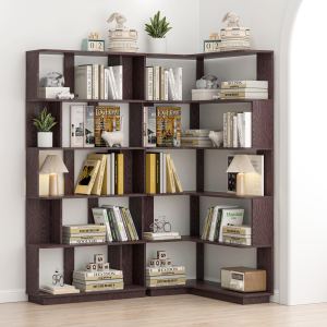 Bibliothèque coin 90 cm, combinable, ensemble 2, rouge foncé