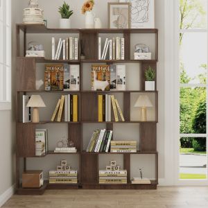 2 Bibliothèques d'angle 55-80cm brun foncé