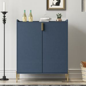 Armoire bar vin 2 portes, rangement, sideboard moderne, bleu