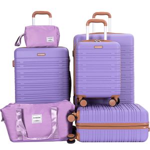 Ensemble 6 valises ABS TSA, violet pâle