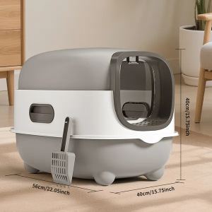 Bac litière chat gris E Classic simple pratique spacieux