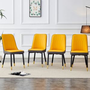 Chaise salle à manger C-007 orange, gris, simili cuir, 4 pcs