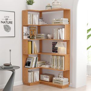Bibliothèque en L 5 étages 90 cm coin salon chambre panneaux sécurité