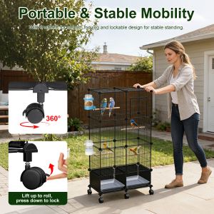 Cage pour oiseau 46" avec perchoirs et roues