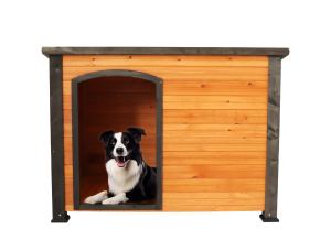 Niche chien 45" bois intérieur extérieur isolée pieds surélevés