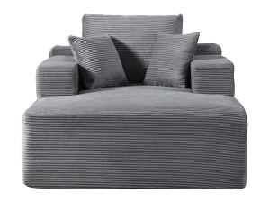Chaise méridienne convertible velours côtelé gris sans assemblage