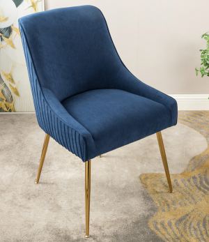 Chaise salle à manger velours pattes or, accent moderne
