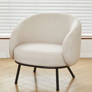 Fauteuil accent velours mi-siècle, pieds métal, canapé 1 place