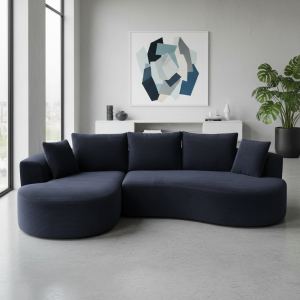 Sofa sectionnel courbé 2 pièces, ergonomique, noir, sans assemblage