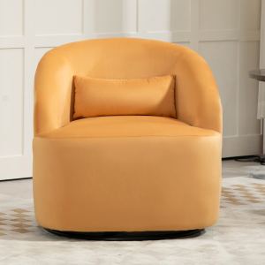 Fauteuil tonneau pivotant velours gris, contemporain