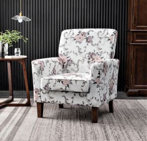 Fauteuil accent polyester cadre bouleau brun