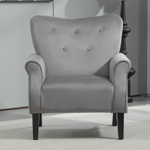 Chaise accent dossier haut mi-siècle, tissu, pieds bois