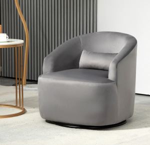 Fauteuil tonneau pivotant 361°, velours