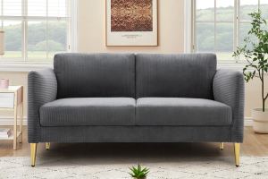 Causeuse corduroy 60,63 po moderne, coussin moelleux