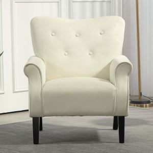 Fauteuil accent mid-century dossier haut tissu