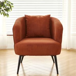 Chaise accentuelle velours + coussin, pieds métal