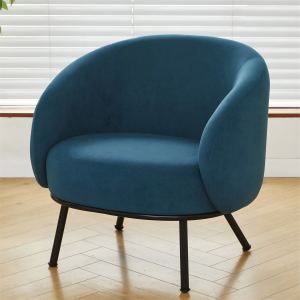 Fauteuil accent velours mi-siècle, pieds métal, canapé 1 place