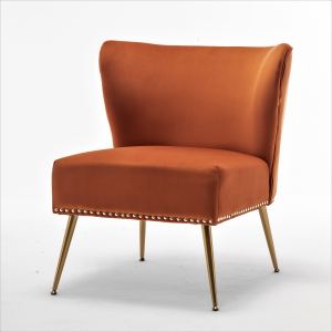 Fauteuil accent tissu imprimé sans bras pieds métal