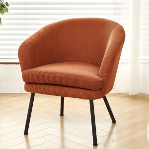 Fauteuil accent velours côtelé jambes métal noir