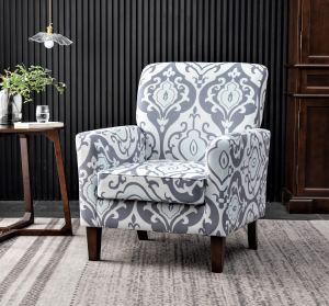 Fauteuil accent polyester cadre bouleau brun